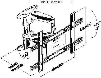 P6000 Tilt Swivel TV Wall Mount for 32 to 65 inch displays