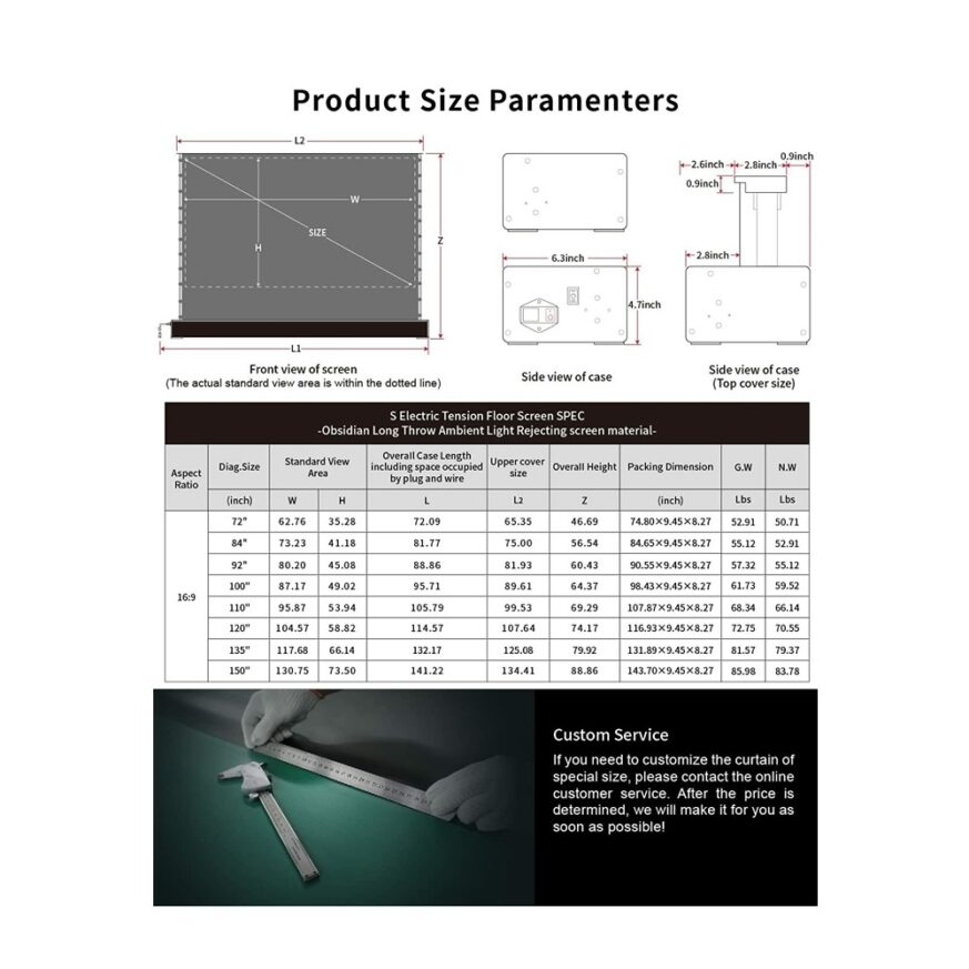 Floor Rising ALR Projector Screen