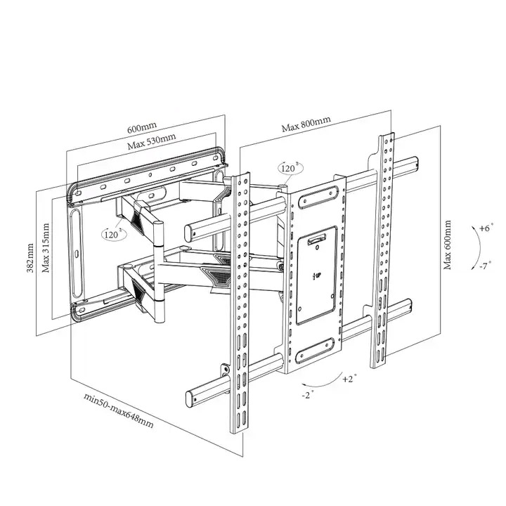 LPC 04 Full Motion TV Wall Mount for 55" to 100" Displays